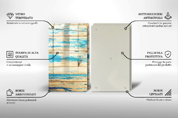 Steklena podloga za rezanje Retro lesene plošče