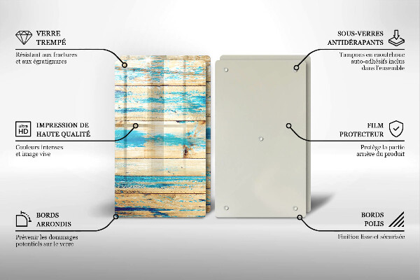 Steklena podloga za rezanje Retro lesene plošče