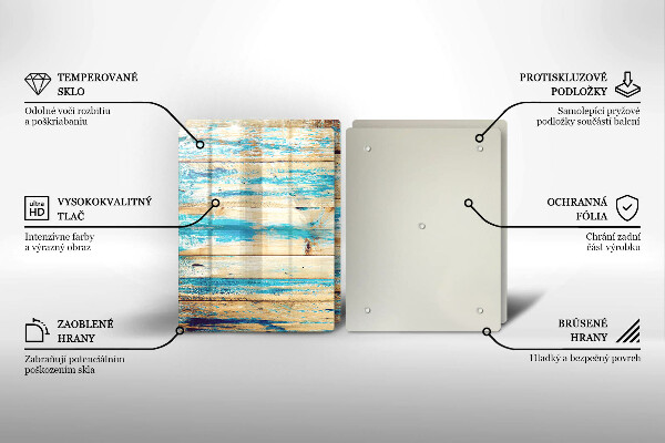Steklena podloga za rezanje Retro lesene plošče