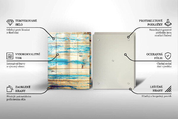 Steklena podloga za rezanje Retro lesene plošče