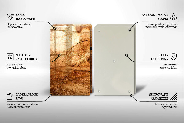 Steklena podloga za rezanje Tekstura lesene plošče