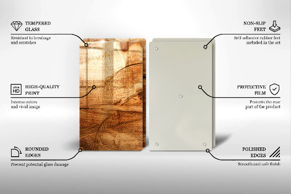 Steklena podloga za rezanje Tekstura lesene plošče