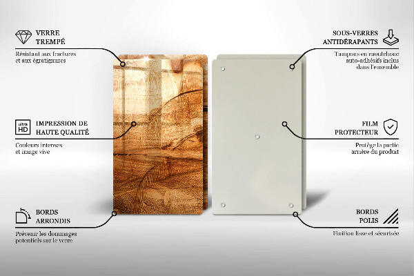 Steklena podloga za rezanje Tekstura lesene plošče