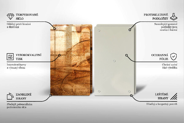 Steklena podloga za rezanje Tekstura lesene plošče