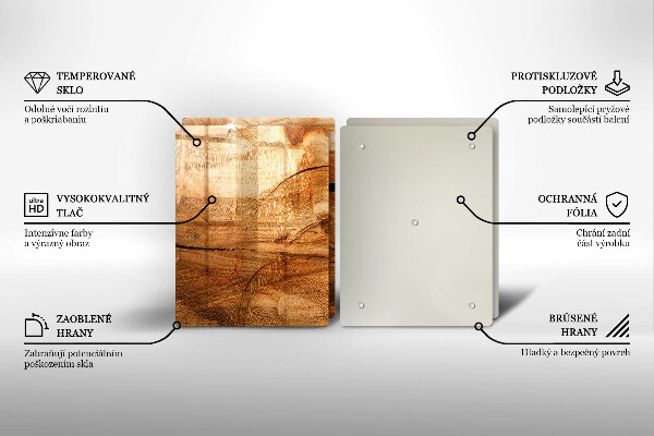 Steklena podloga za rezanje Tekstura lesene plošče