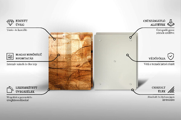 Steklena podloga za rezanje Tekstura lesene plošče