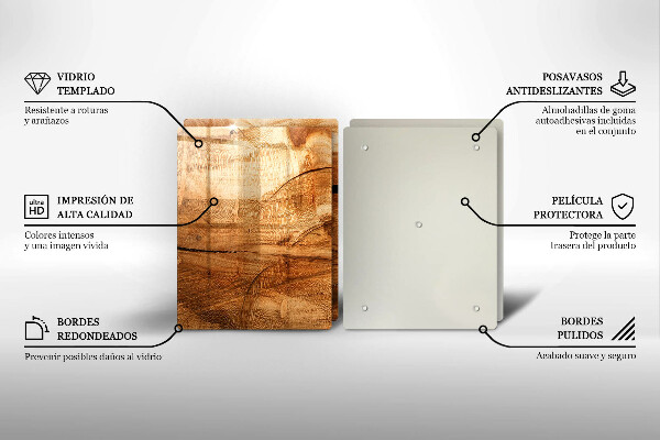 Steklena podloga za rezanje Tekstura lesene plošče