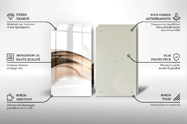 Steklena podloga za rezanje Abstraktne rjave črte