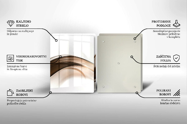 Steklena podloga za rezanje Abstraktne rjave črte