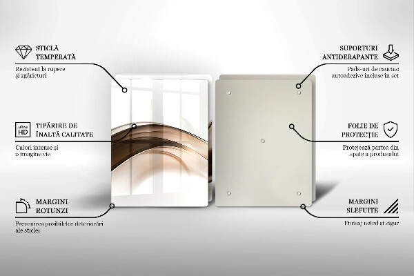 Steklena podloga za rezanje Abstraktne rjave črte