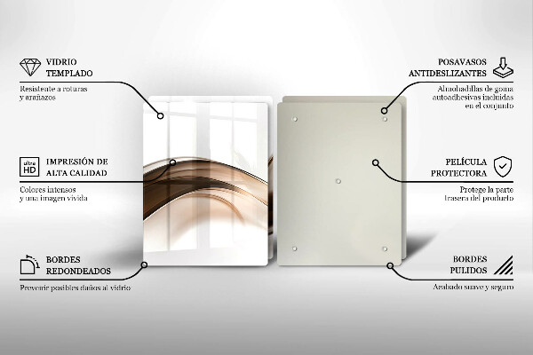 Steklena podloga za rezanje Abstraktne rjave črte