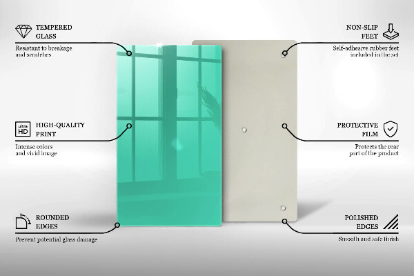 Steklena podloga za rezanje Zelena barva
