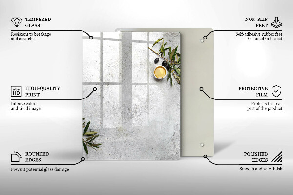 Steklena podloga za rezanje Zelena barva