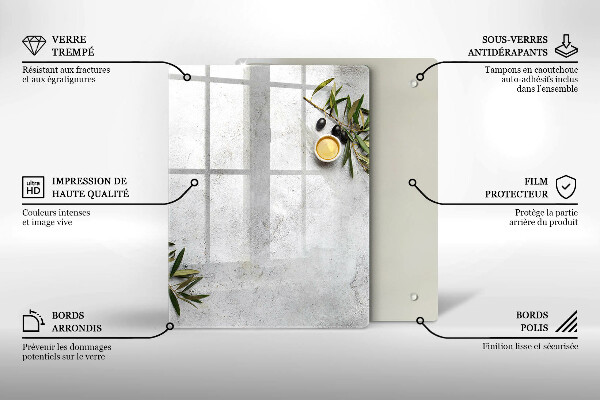 Steklena podloga za rezanje Zelena barva