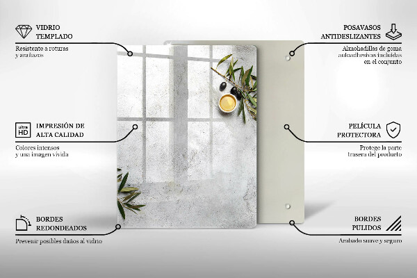 Steklena podloga za rezanje Zelena barva