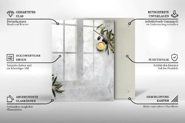 Steklena podloga za rezanje Zelena barva