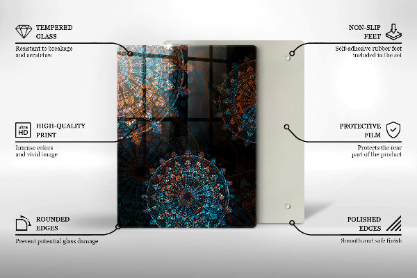 Steklena podloga za rezanje Črna barva