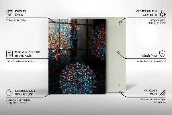 Steklena podloga za rezanje Črna barva