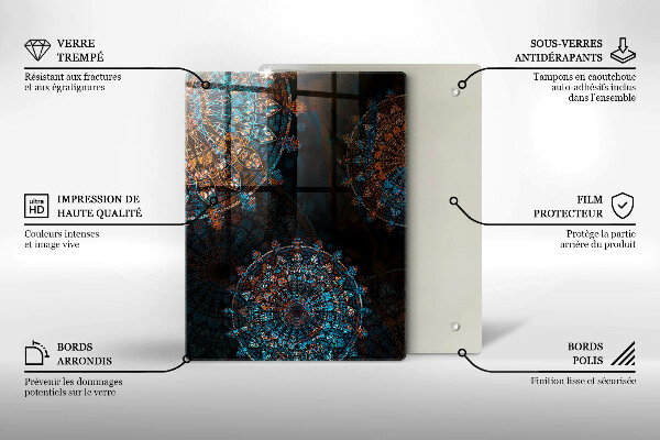Steklena podloga za rezanje Črna barva