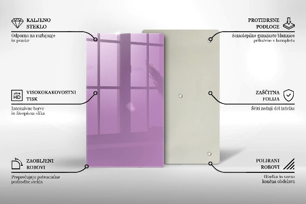Steklena podloga za rezanje Vijolična barva
