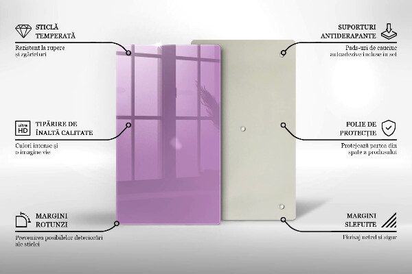 Steklena podloga za rezanje Vijolična barva