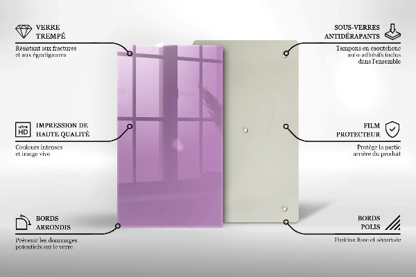 Steklena podloga za rezanje Vijolična barva