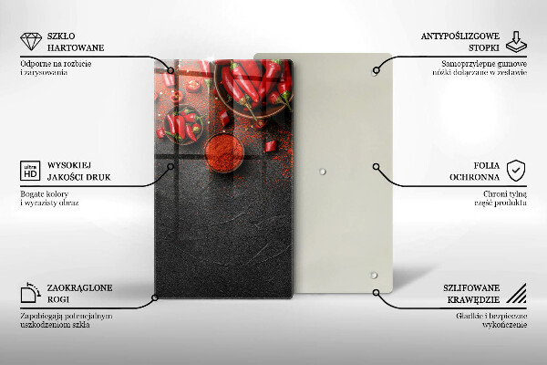 Steklena podloga za rezanje Rdeča čili paprika