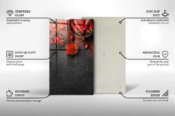 Steklena podloga za rezanje Rdeča čili paprika