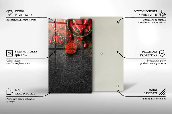 Steklena podloga za rezanje Rdeča čili paprika