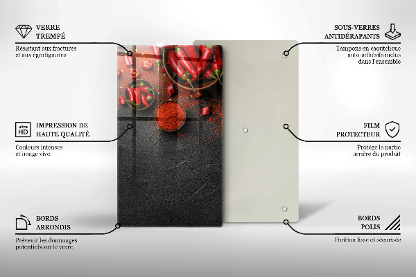 Steklena podloga za rezanje Rdeča čili paprika