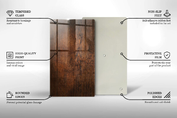 Steklena podloga za rezanje Temna lesena plošča