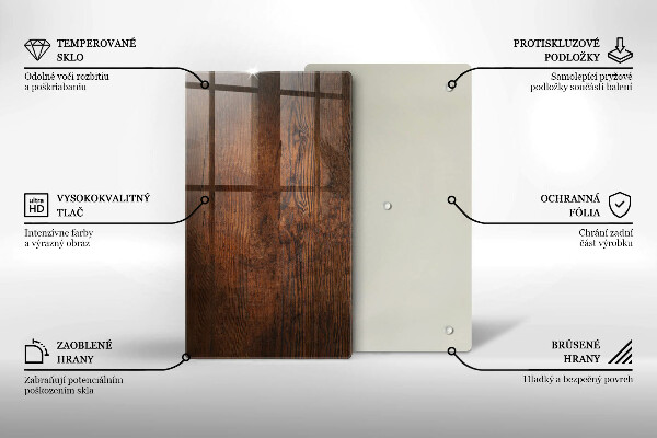 Steklena podloga za rezanje Temna lesena plošča