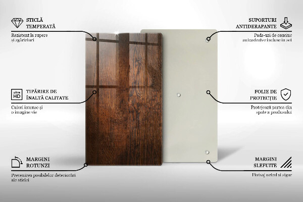 Steklena podloga za rezanje Temna lesena plošča