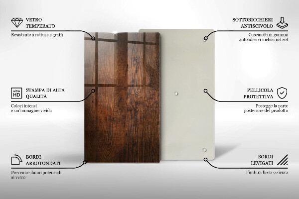Steklena podloga za rezanje Temna lesena plošča