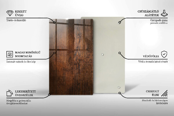 Steklena podloga za rezanje Temna lesena plošča