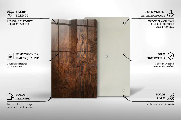 Steklena podloga za rezanje Temna lesena plošča