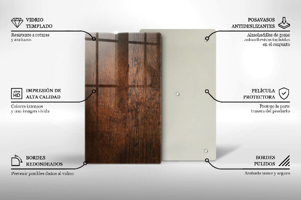 Steklena podloga za rezanje Temna lesena plošča