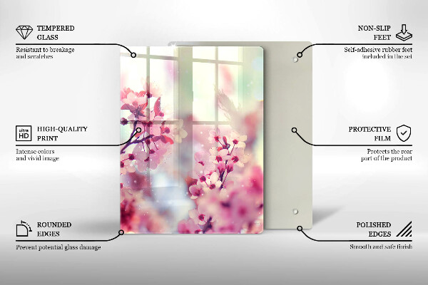 Steklena podloga za rezanje Temna lesena plošča