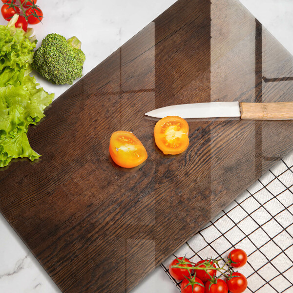 Steklena podloga za rezanje Temna lesena plošča