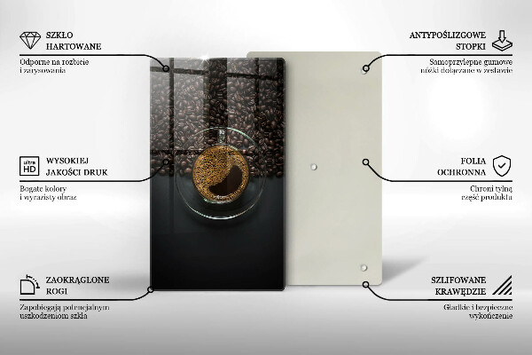 Steklena podloga za rezanje Kava in fižol