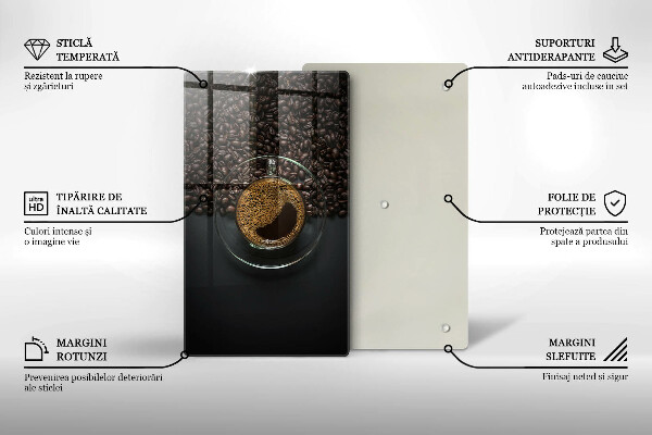 Steklena podloga za rezanje Kava in fižol