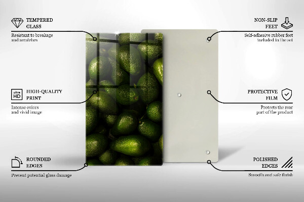 Steklena podloga za rezanje Sadje avokada