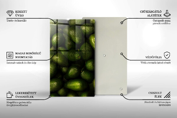 Steklena podloga za rezanje Sadje avokada