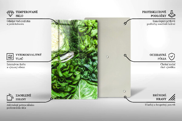 Steklena podloga za rezanje Zelena zelenjava