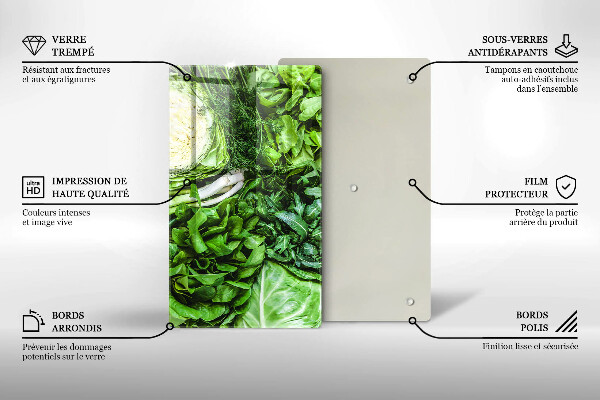 Steklena podloga za rezanje Zelena zelenjava
