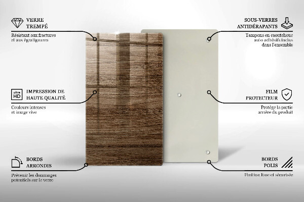 Steklena podloga za rezanje Tekstura lesa