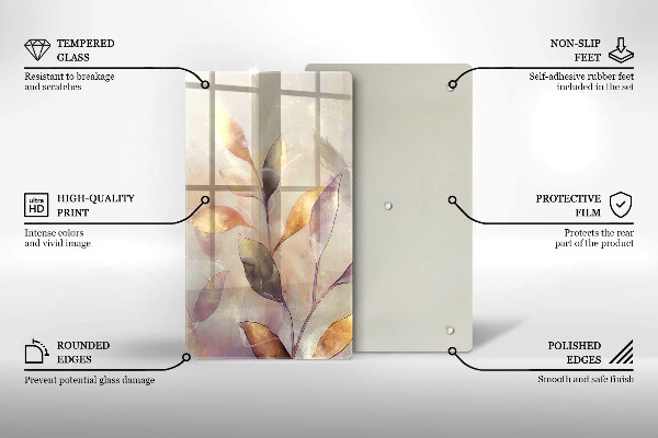 Steklena podloga za rezanje Poslikani boho listi