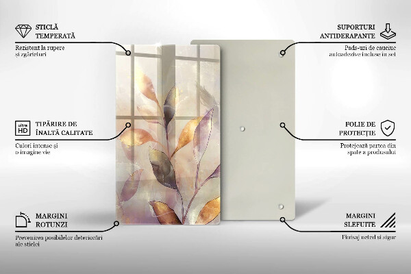 Steklena podloga za rezanje Poslikani boho listi