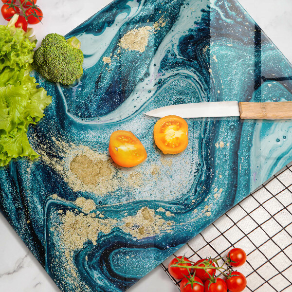 Steklena podloga za rezanje Abstrakcija modrega zlata