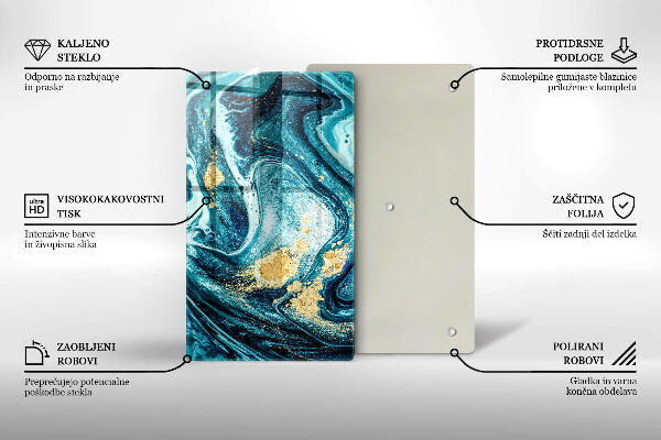 Steklena podloga za rezanje Abstrakcija modrega zlata